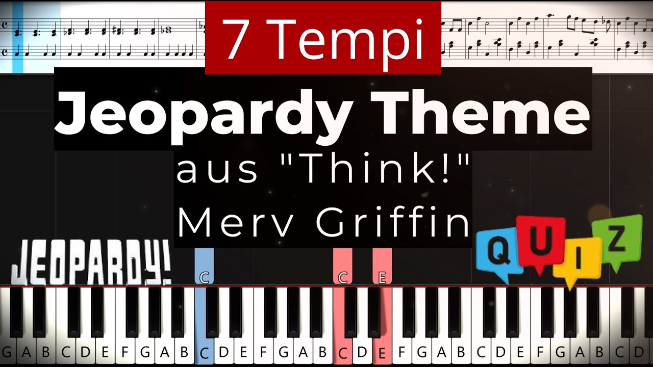 Jeopardy Theme - Think! (Merv Griffin) Easy Piano Tutorial SLOW 🎹 Klavier lernen 🎵 Felicitas Falke 🎵