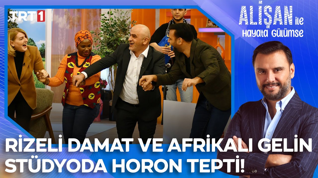 Rizeli damat ve Afrikalı gelin stüdyoda horon tepti! | @AlisanileHayataGulumseTRT