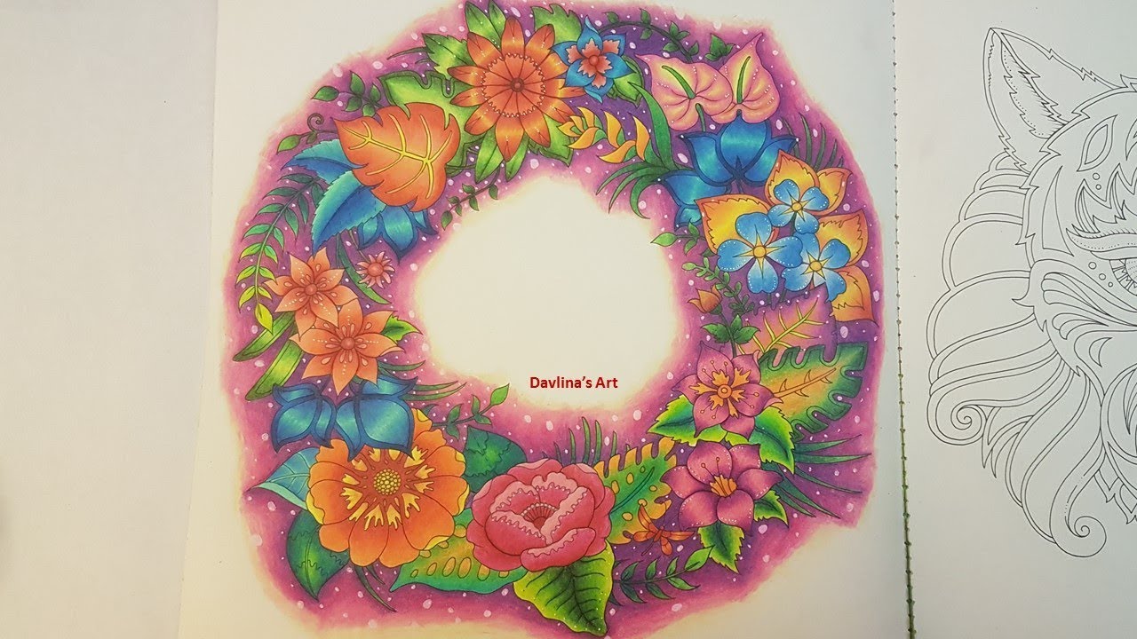 Magical Wreath | Part 3/3 | FLOWERS and LEAVES coloring in MAGICAL JUNGLE by Johanna Basford