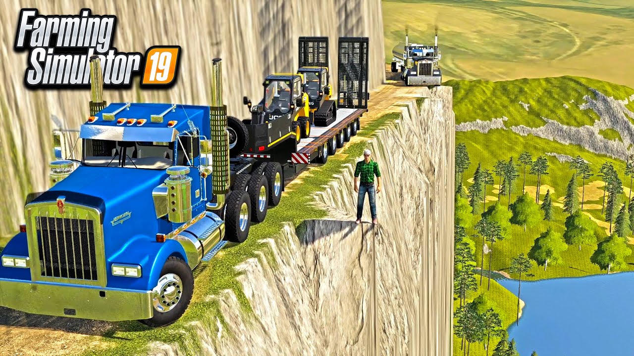 EXTREME MOUNTAIN TRUCKING CONTRACT! (3,000 FT DROP OFF CLIFF!) | FARMING SIMULATOR 2019