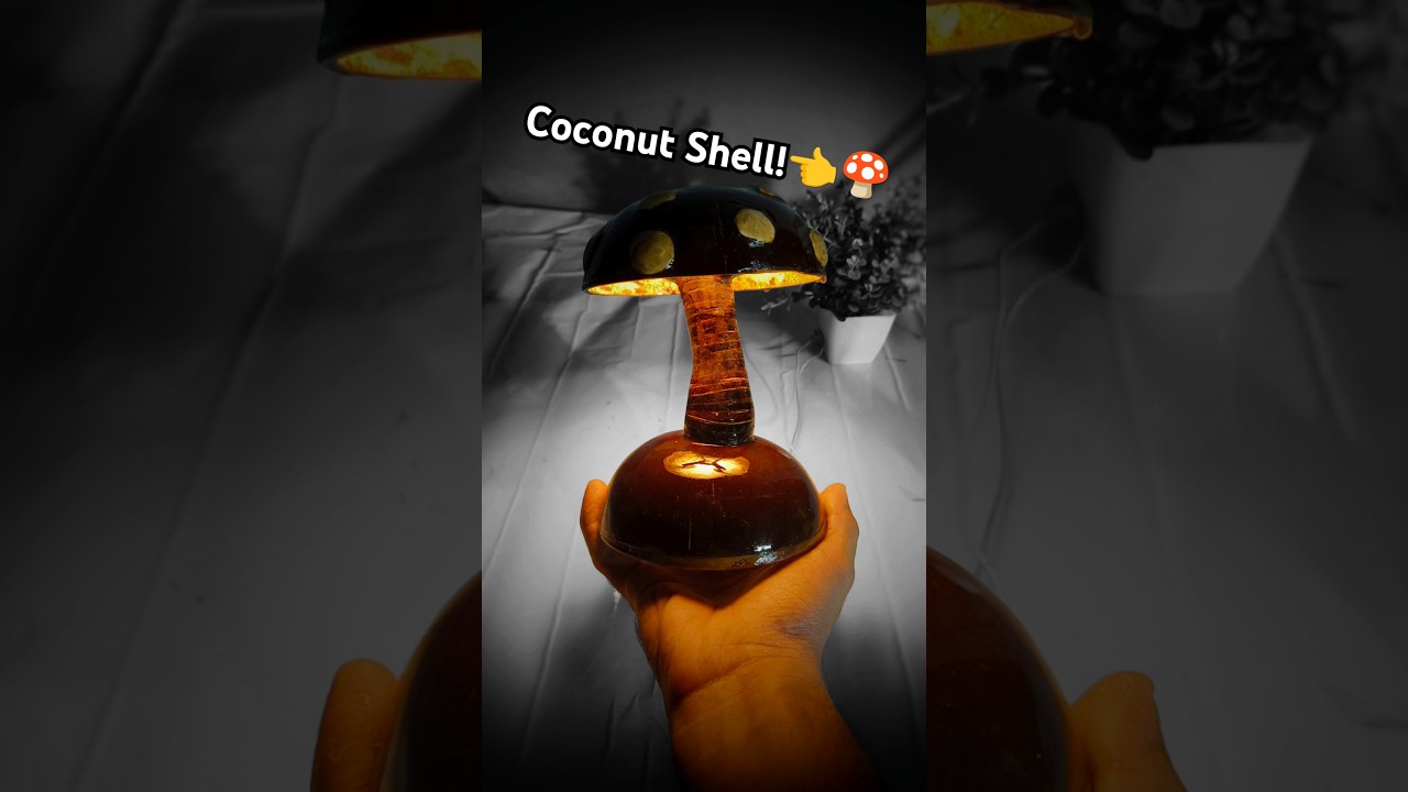 CREATE Your Own 🥥Coconut Shell NIGHT💡LAMP Easily!🤔#shortsfeed #diy #shorts #music #art