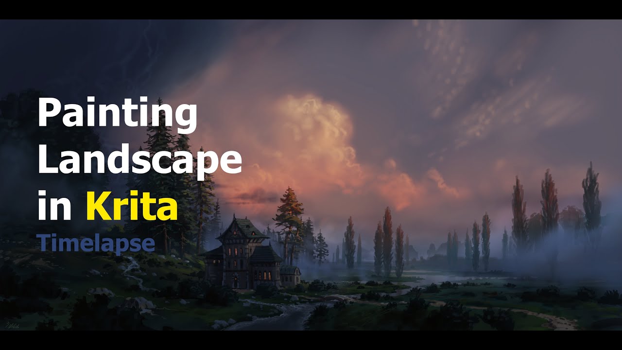 Old house landscape painting timelapse