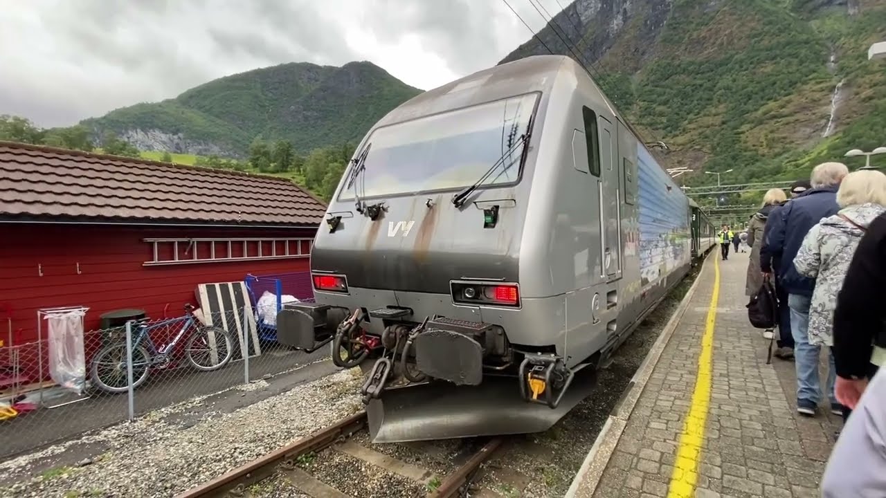 Visiting the Flam railway and museum in Norway. Mountains, Waterfalls.