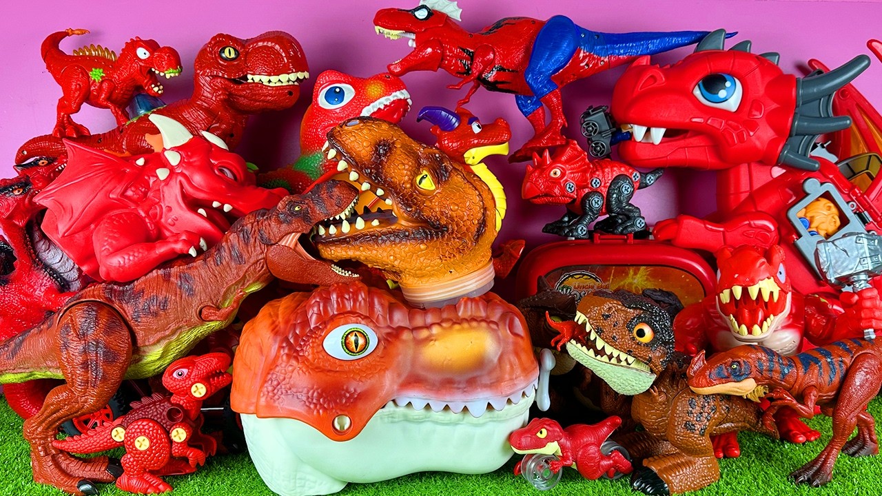 Satisfying ASMR Unboxing Jurassic World Dinosaur T-rex Dragon Triceratops Dinosaur Heads Dino Case