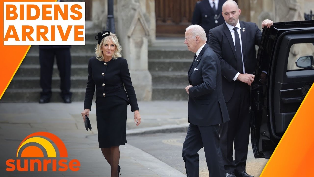 US President Joe Biden and wife Jill arrive at Queen's funeral in 'The Beast' | Sunrise Royal News