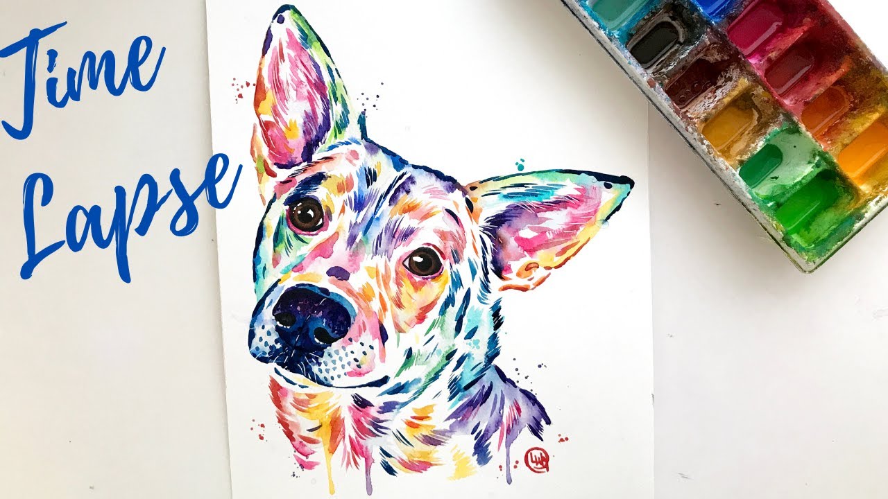 Time Lapse Dog Painting - Time Lapse Dog Portrait Painting