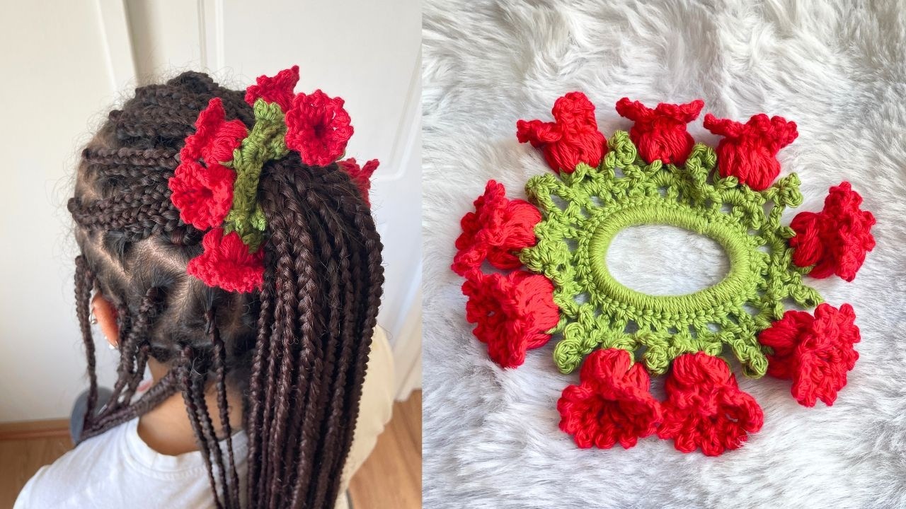 Coletero con flores para cabello / Scrunchies| Tutorial Hebras Crochet