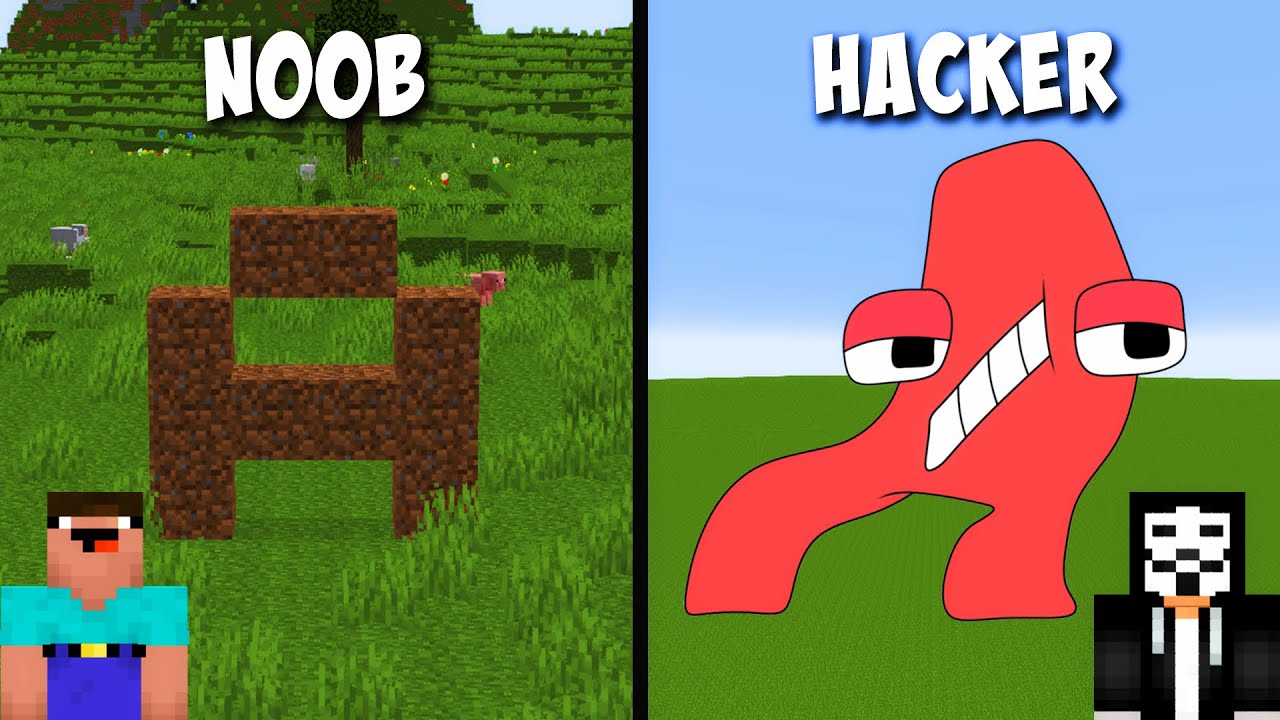 Minecraft NOOB VS PRO Alphabet Lore Building Challenge!