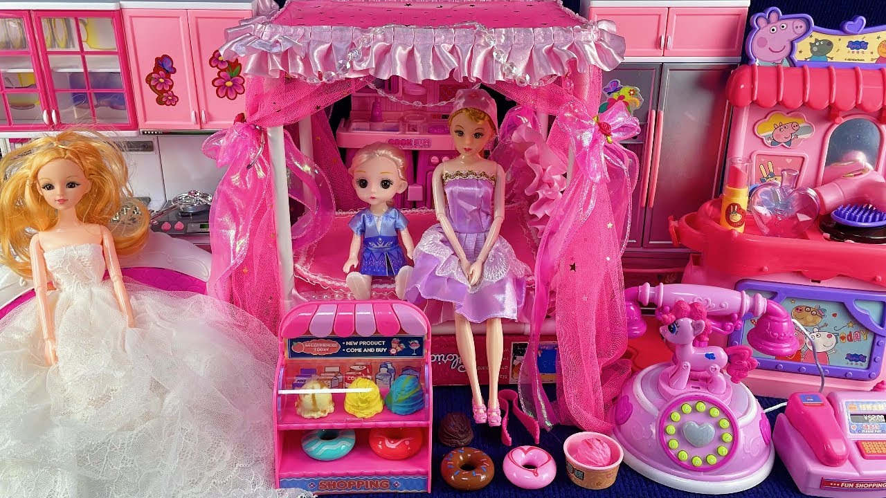 10 Minutes Satisfying with Unboxing Pink Barbie Bedroom Playset Laundry | ASMR | Toys Review