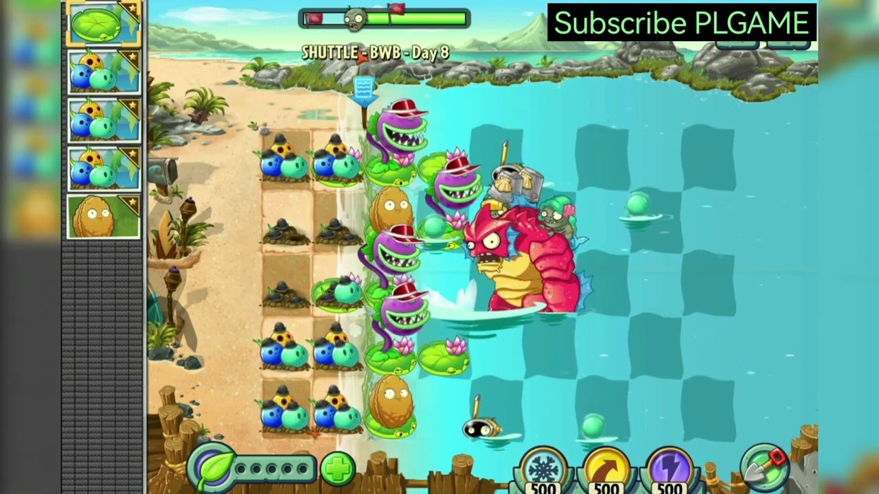 🌊🚀PVZ 2 SHUTTLE BWB DAY 8 IMPOSSIBLE? EASIEST STRATEGY!🌴🧠 #viral #pvz #gaming #trending