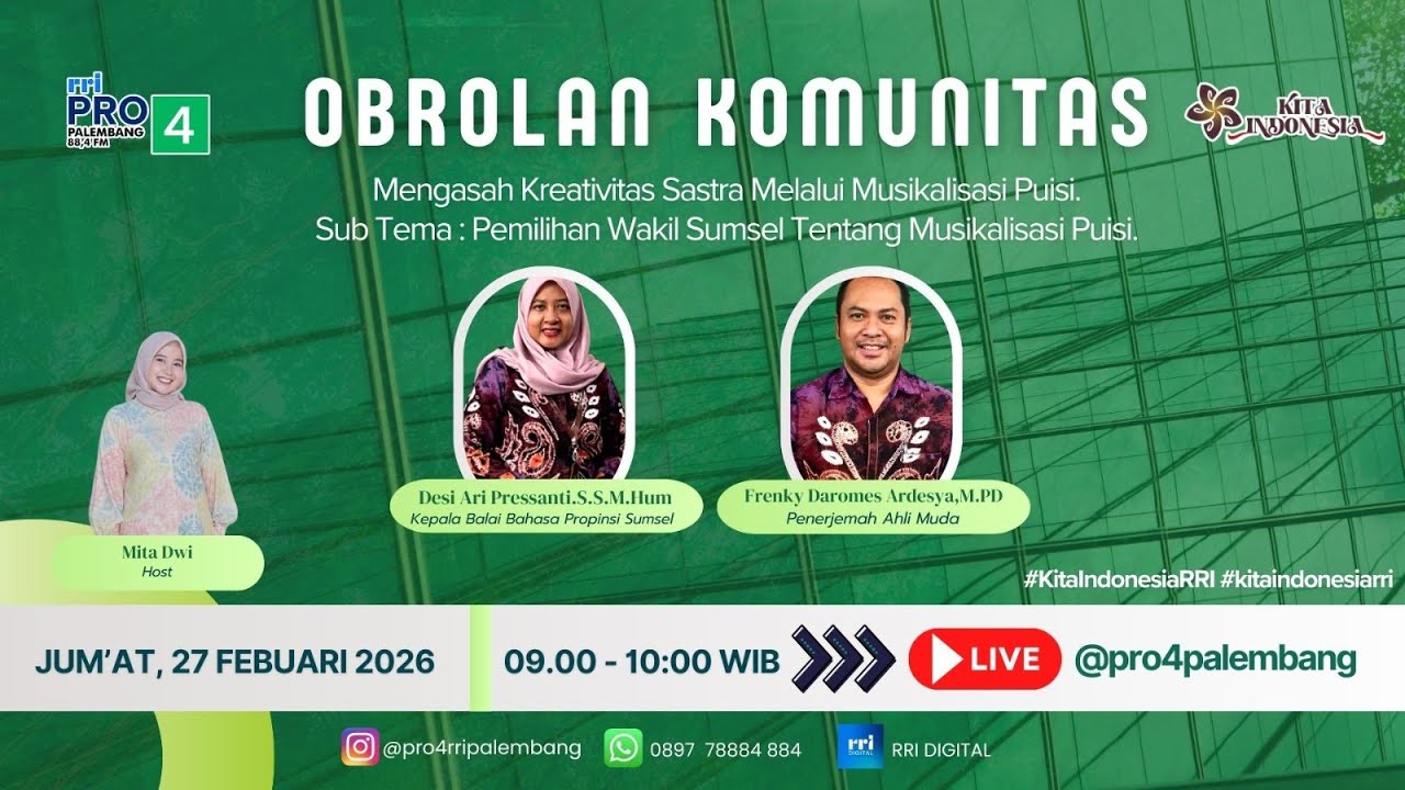 OBROLAN KOMUNITAS - RRI PALEMBANG, 27 FEBRUARI 2026