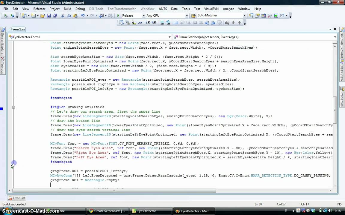 Emgu CV (openCV wrapper) Eye Detection Tutorial