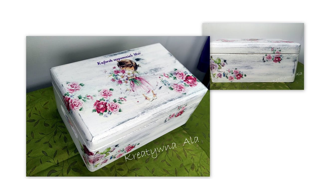 /Christening casket for a girl/Transfer/Decoupage/Kuferek na Chrzciny/Christening casket for a girl