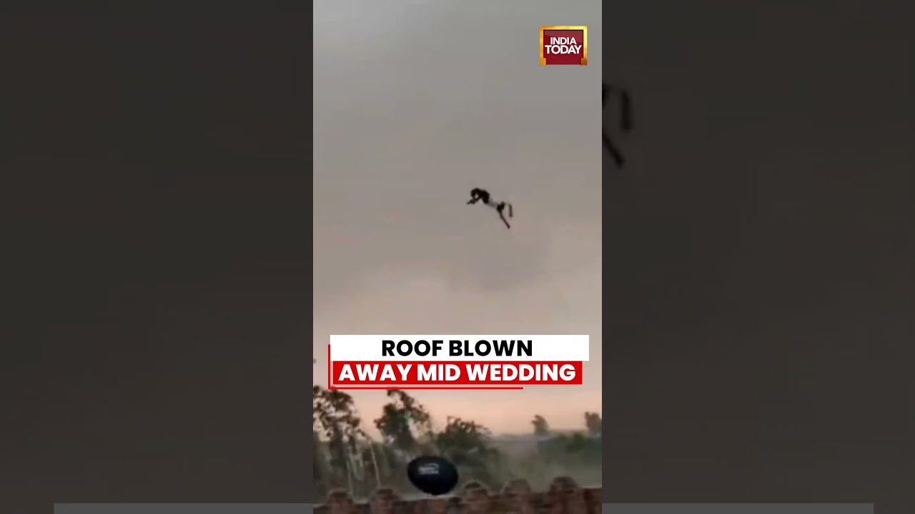 Bareilly Viral Video: Bareilly Wedding Roof Blown Away in Sudden Cyclone Storm Chaos #bareilly