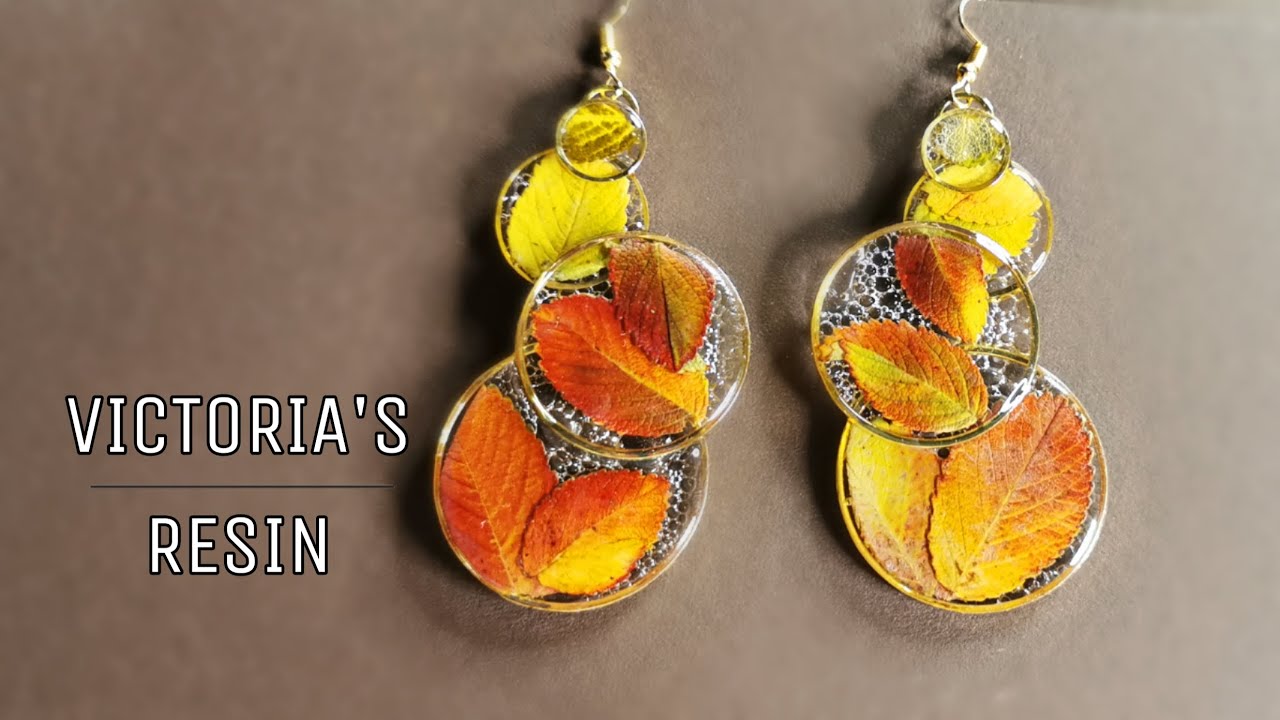 Love golden autumn / DIY UV resin earrings with yellow leaves