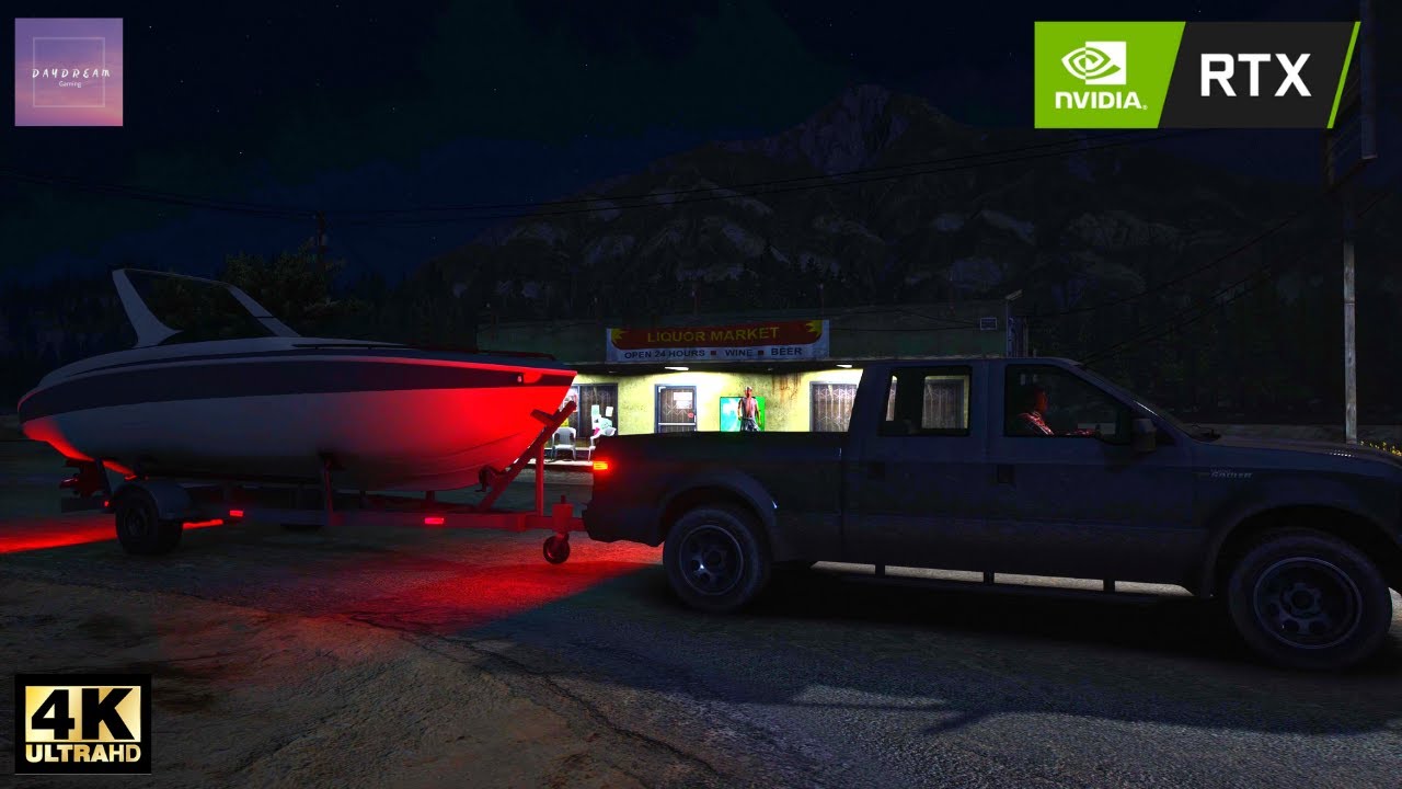 Walking in GTA 5 - Night Walk from Sandy Shores to Stab City [ 4K Ultra Graphics - QuantV 3.0 Beta ]