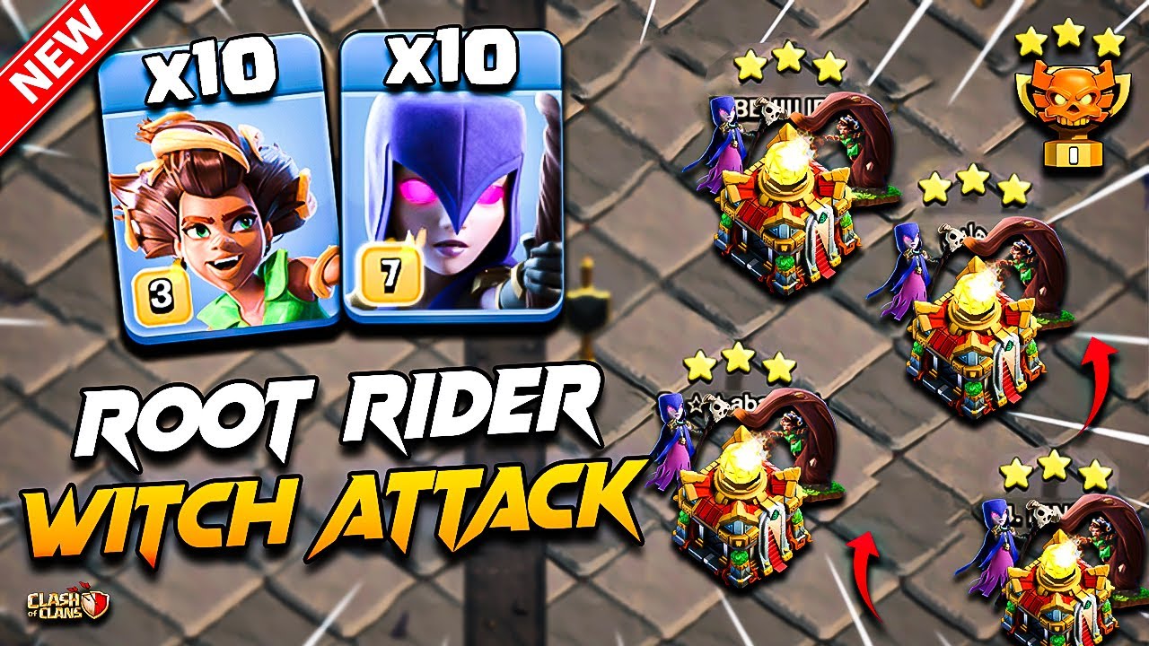 TH16 ROOT RIDER & WITCH Attack Strategy Clash Of Clans | Th16 Attack Strategy With Root Rider Witch