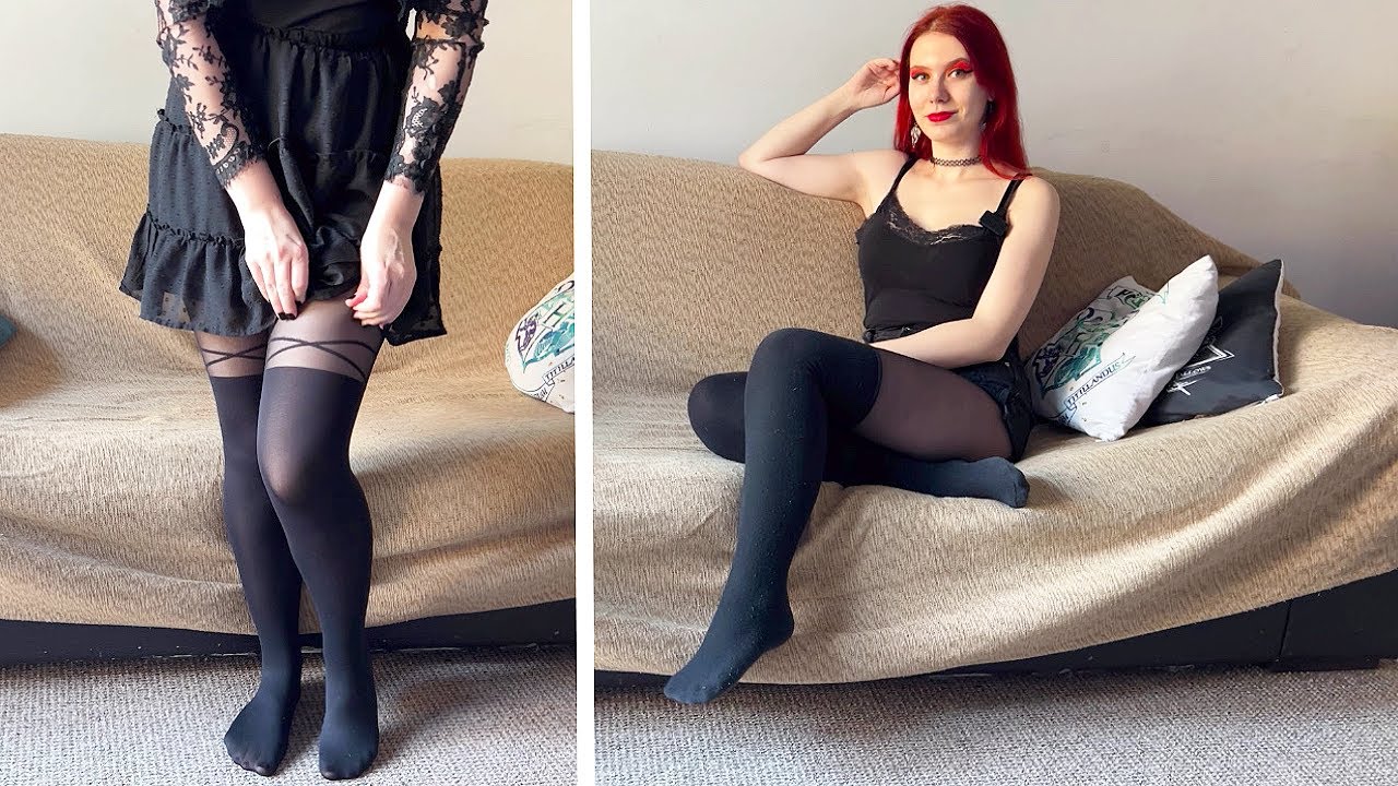 Полупрозрачные колготки Calzedonia против прозрачных колготок + чулки до бедра 🖤 ✨