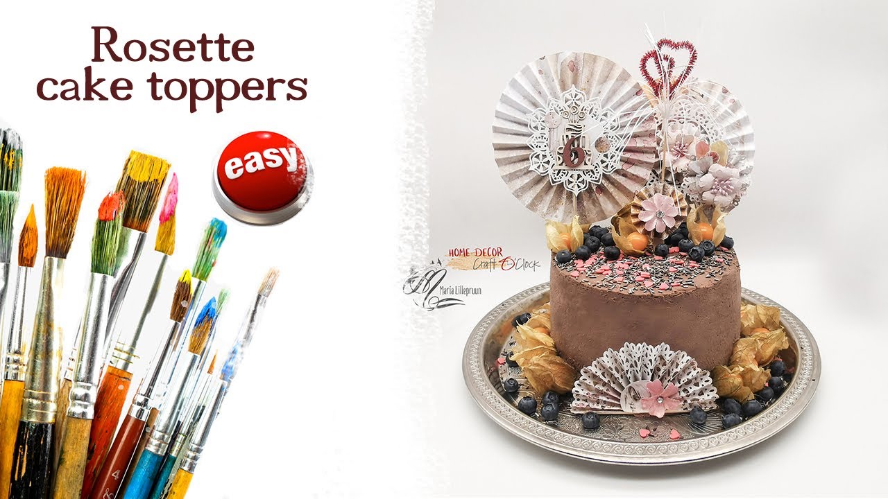 Rosette cake toppers made of patterned paper