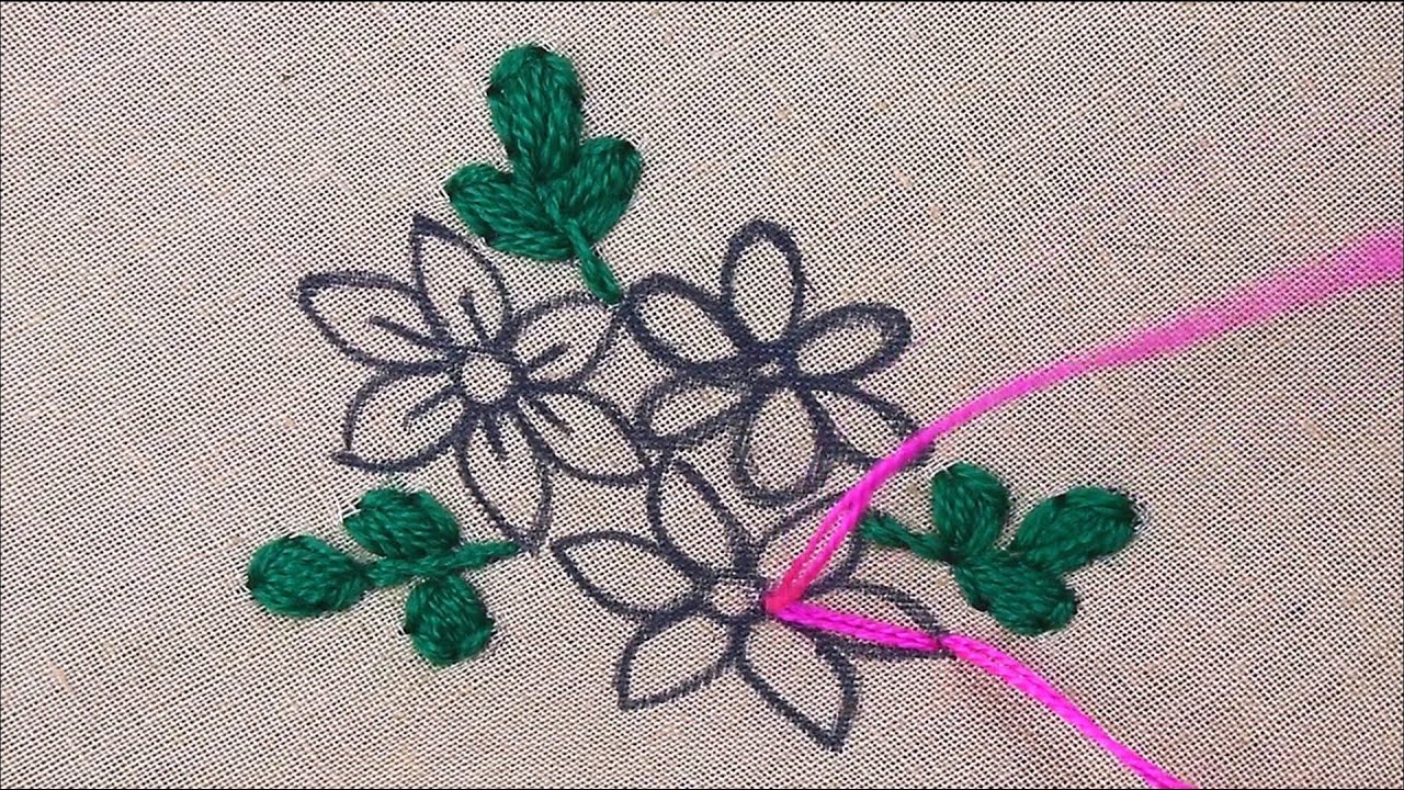 Super Easy Beautiful flower embroidery Basic Tutorial /Creative Needle Work Hand Embroidery