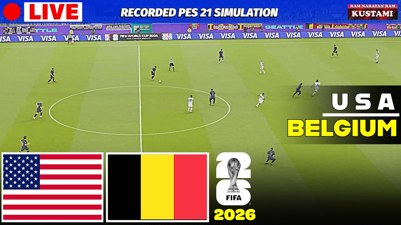 LIVE 🔴USA vs Belgium | FIFA World Cup 2026 - Round of 16 |  Recorded PES 2021 Simulation Video
