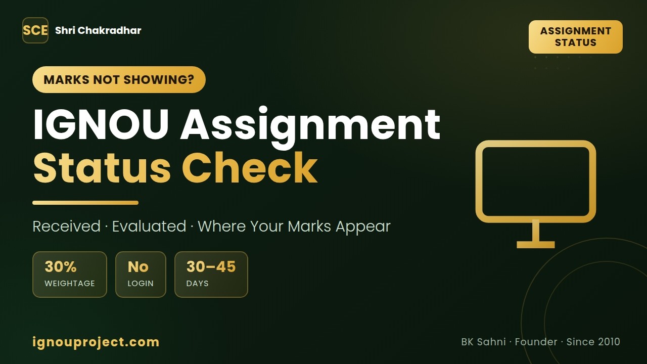 IGNOU Assignment Status Check & Result: See if Marks Updated, Fix 