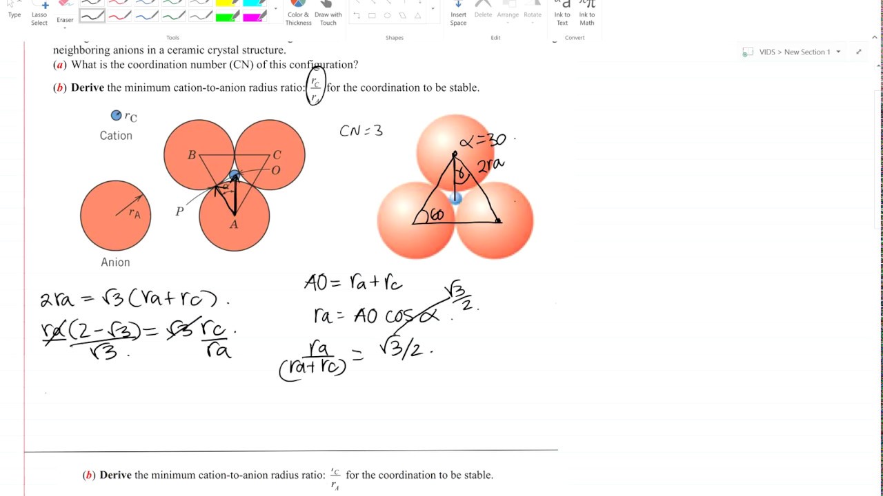 Deriving Cation-Anion ratio for Coordination numbers 3,6 and 8