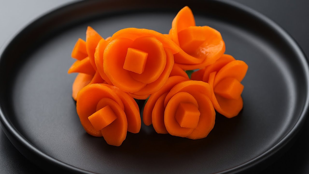 Cómo hacer una flor de zanahoria| How to make a carrot flower | Decoración comestible paso a paso 🥕