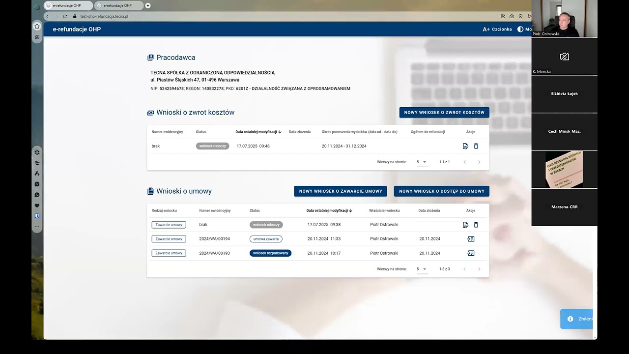 Szkolenie z obsługi sytemu e-Refundacja OHP