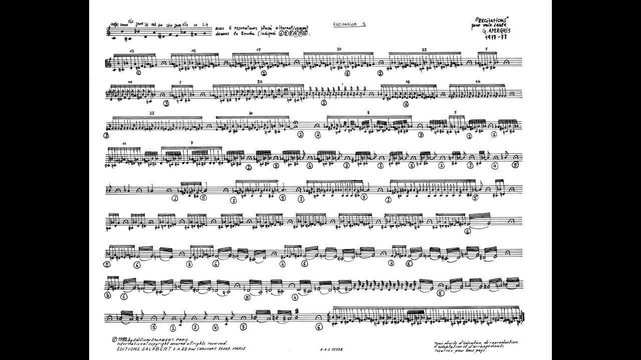 Georges Aperghis - Recitation No. 1 for Soprano (1977) [Score-Video]