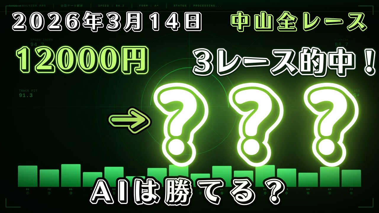【競馬検証】2026年3月14日中山全レース結果検証 | アネモネS | AIに作らせた競馬予想アプリで勝つことはできるのか