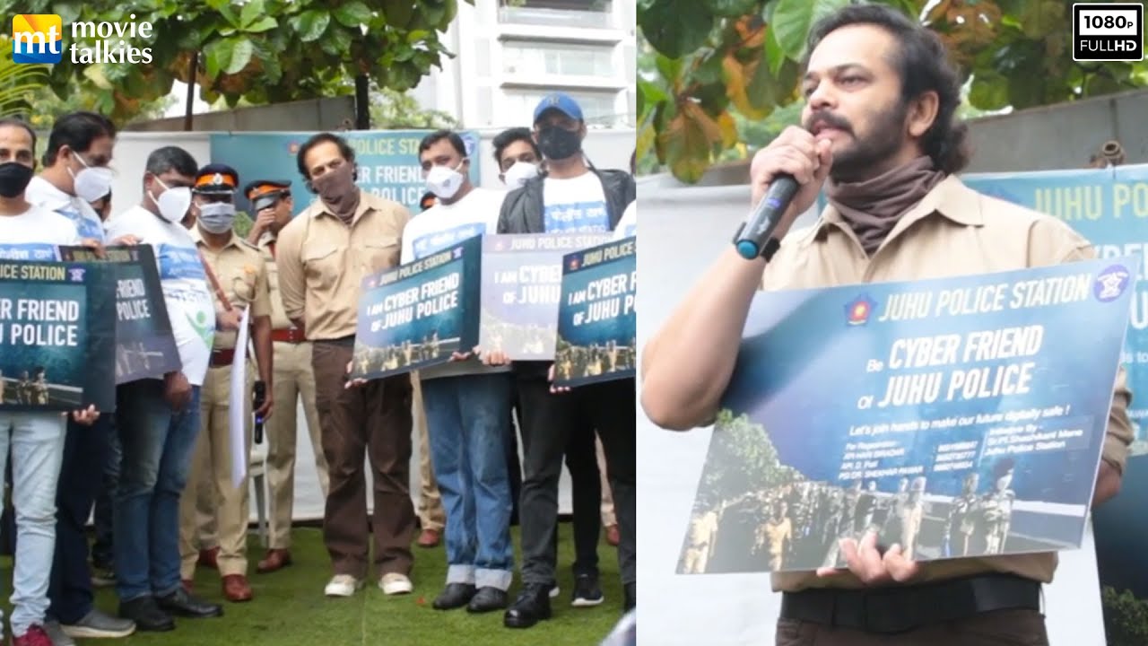 Rohit Shetty along with Juhu Police Officer at the launch of 'I am Cyber Friend'