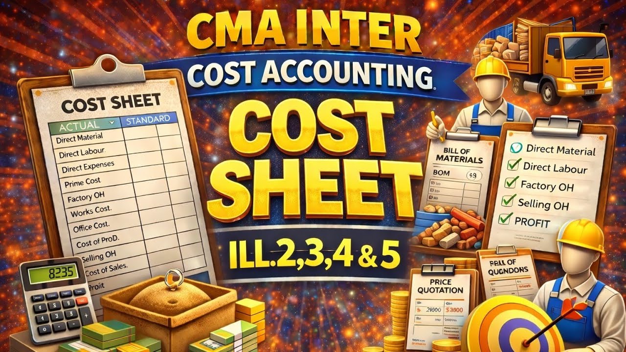CMA Inter| Cost Sheet Illustration 2, 3, 4, 5 |Cost accounting|Study material Solution