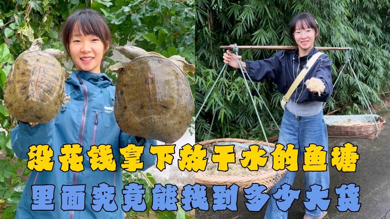 幺妹没花钱拿下放干水的鱼塘，里面究竟能找到多少大货？