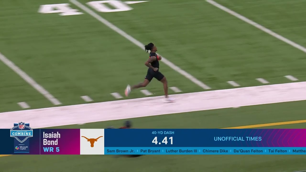 Isaiah Bond runs a 4.41u in his 40-yard dash attempt
