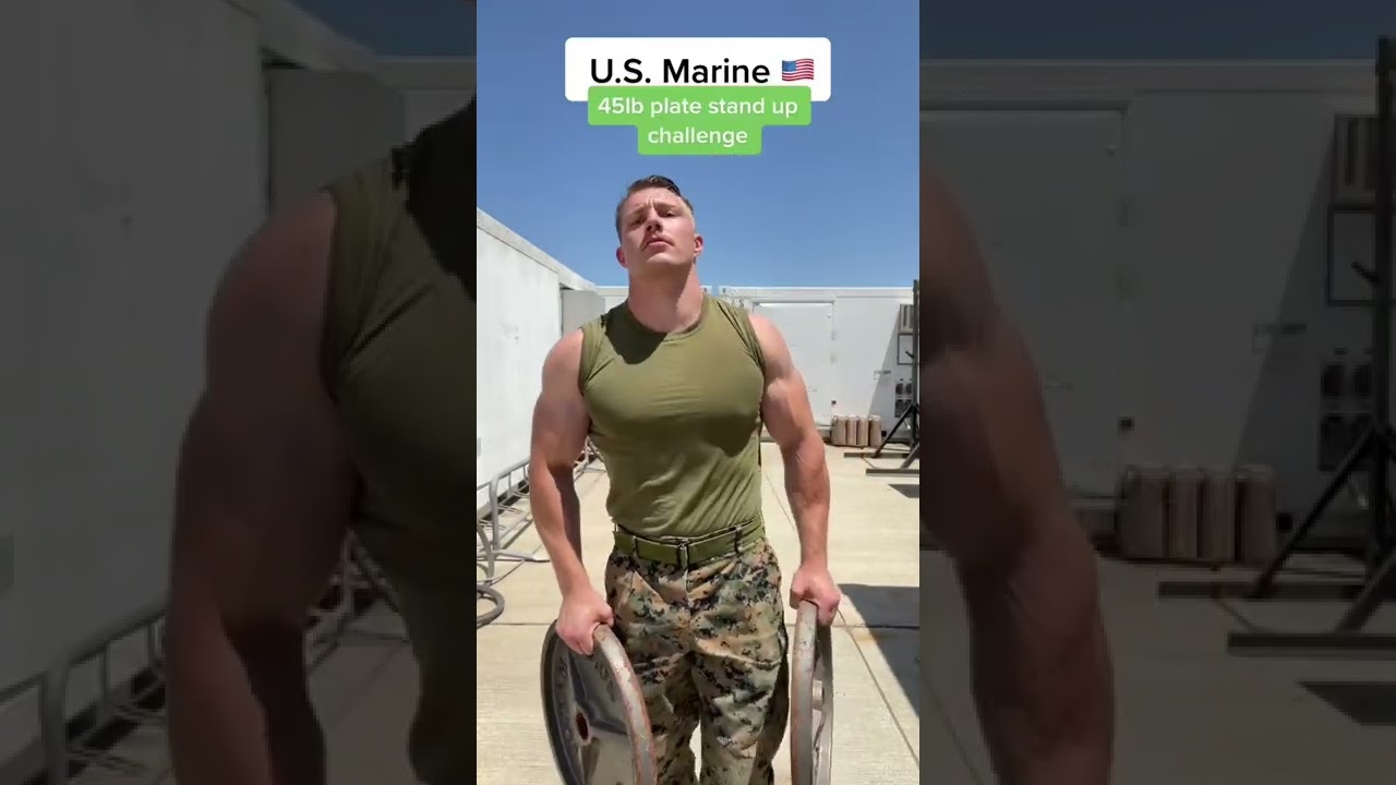 U.S. Marine 45lb Plate Stand Up Challenge
