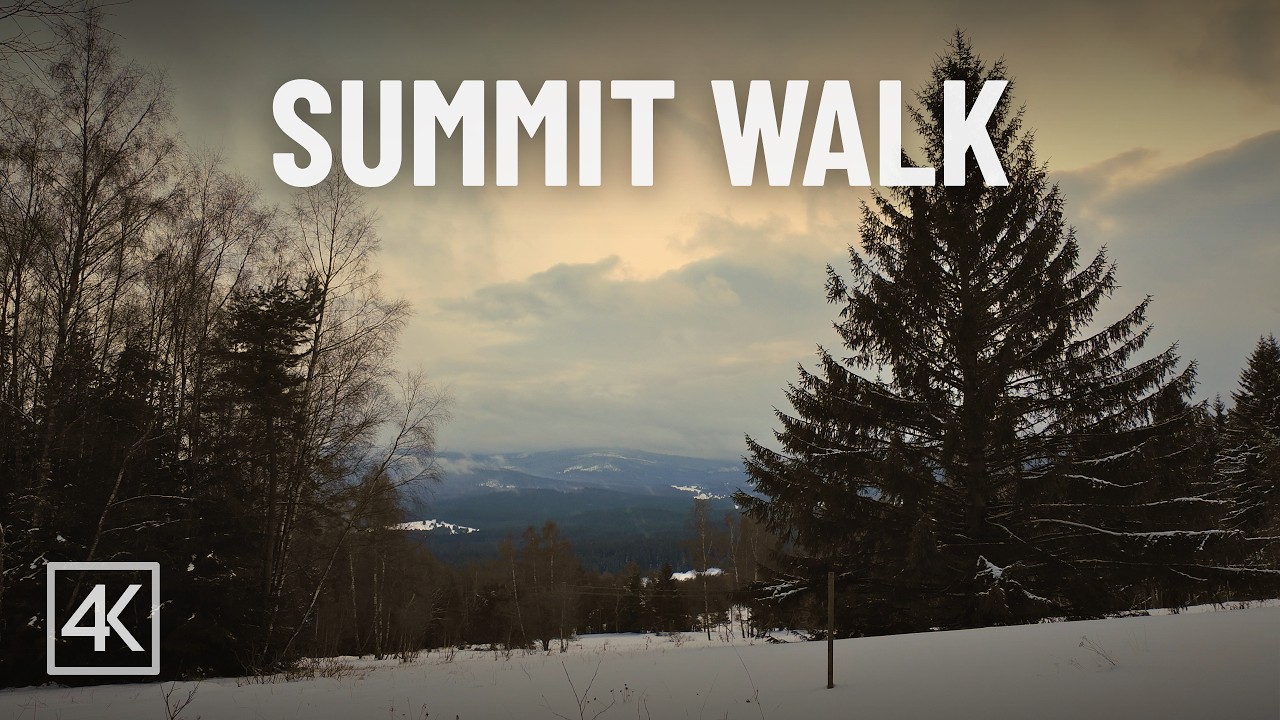 Snowy Summit Walk | Hike in Deep Snow | Bohemian Forest 4K