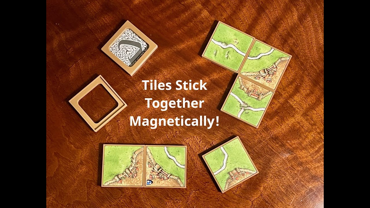 Magnetic Carcassonne Tiles and Tile Tower