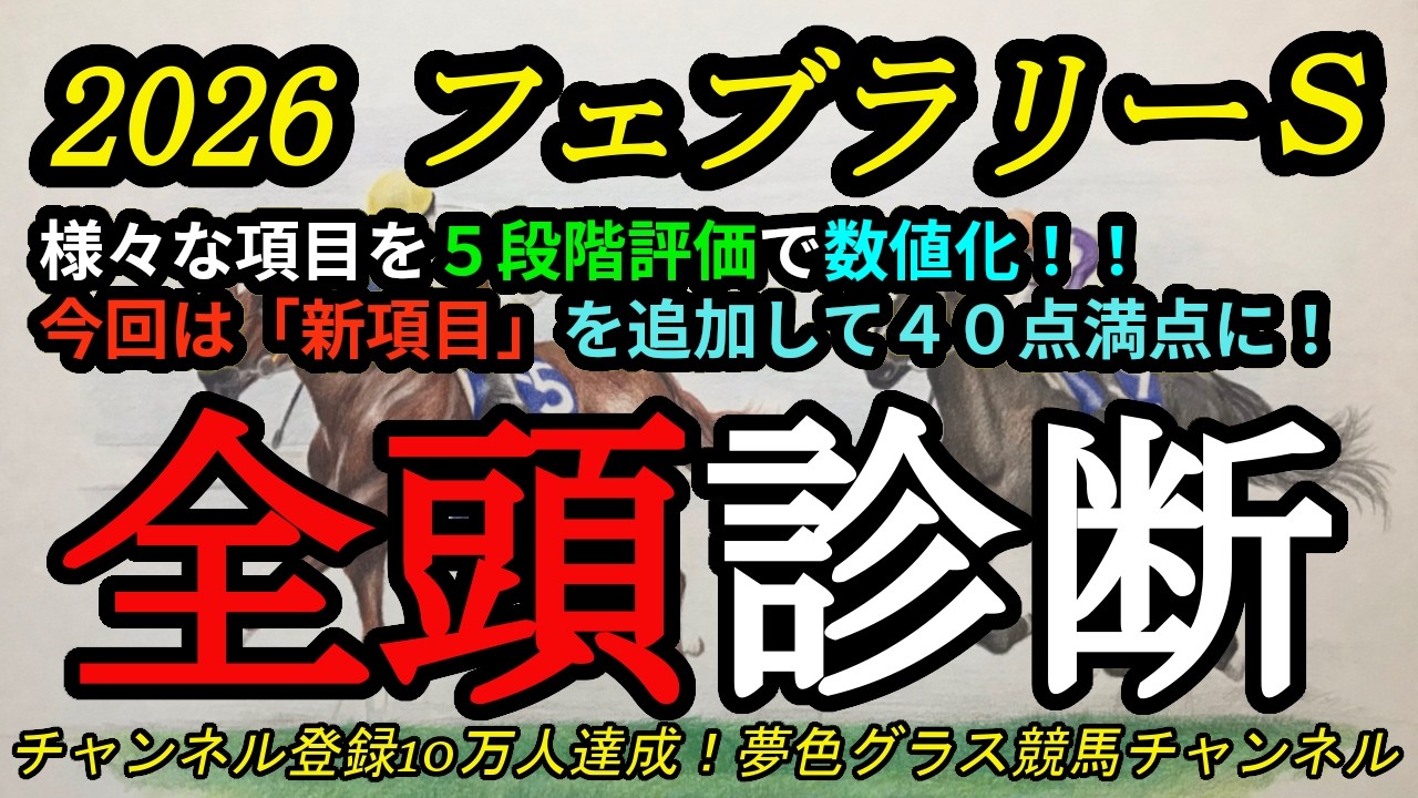 【全頭診断】2026フェブラリーステークス！今回から1項目追加で40点満点！ほぼ満点に近い馬は？