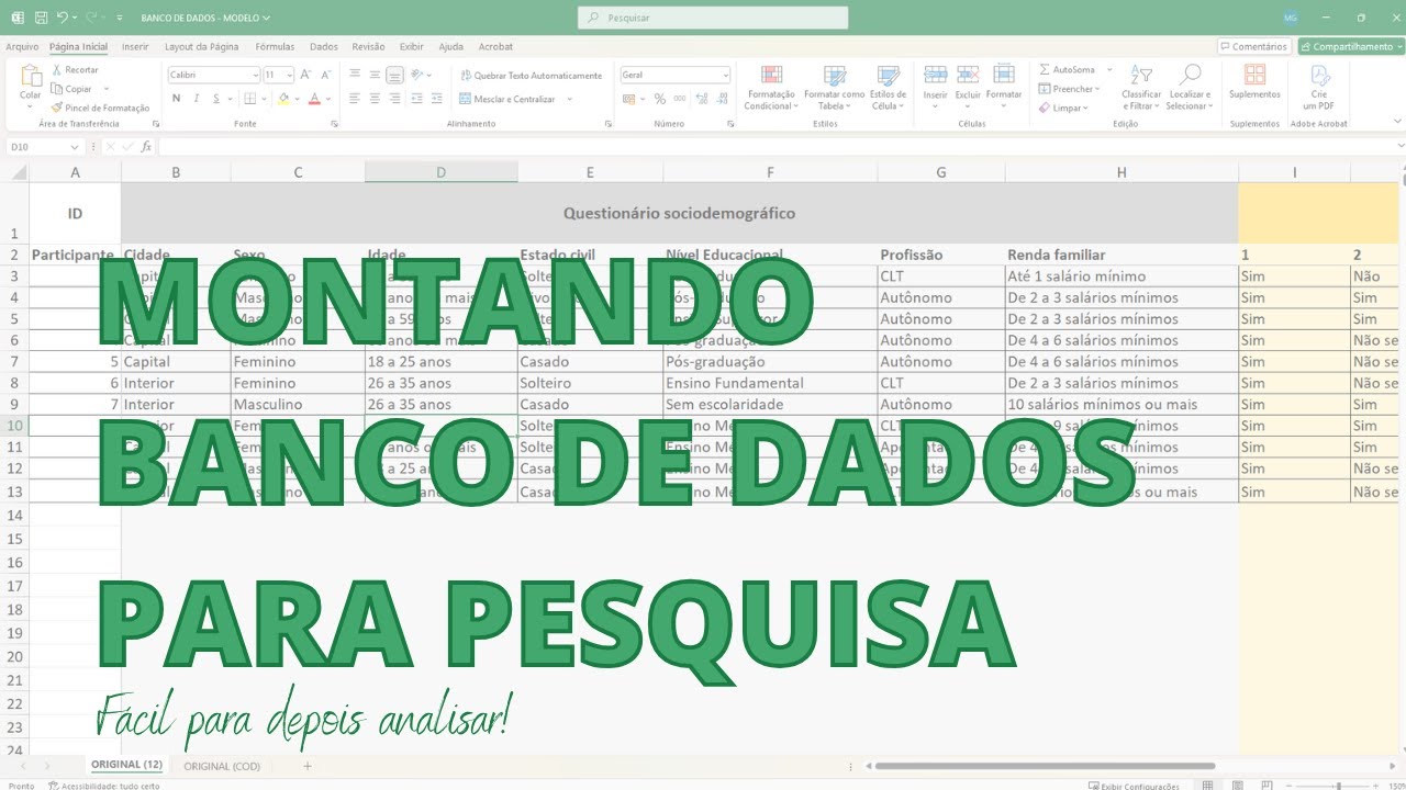 COMO MONTAR BANCO DE DADOS PARA PESQUISA | FÁCIL PARA ANÁLISAR DEPOIS!