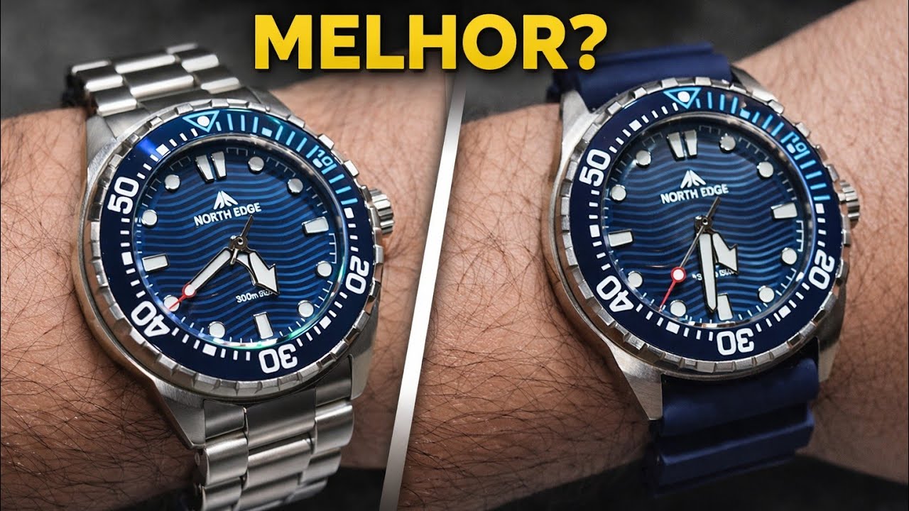 North Edge Triton 300m Solar – Testei 3 Pulseiras! Qual Ficou Melhor?  #watch #relogio #pulseiras 