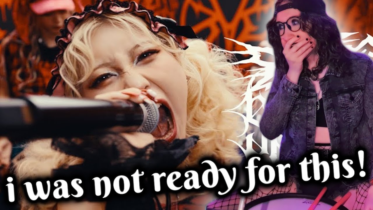 Goth girl drummer hears HANABIE for the first time!