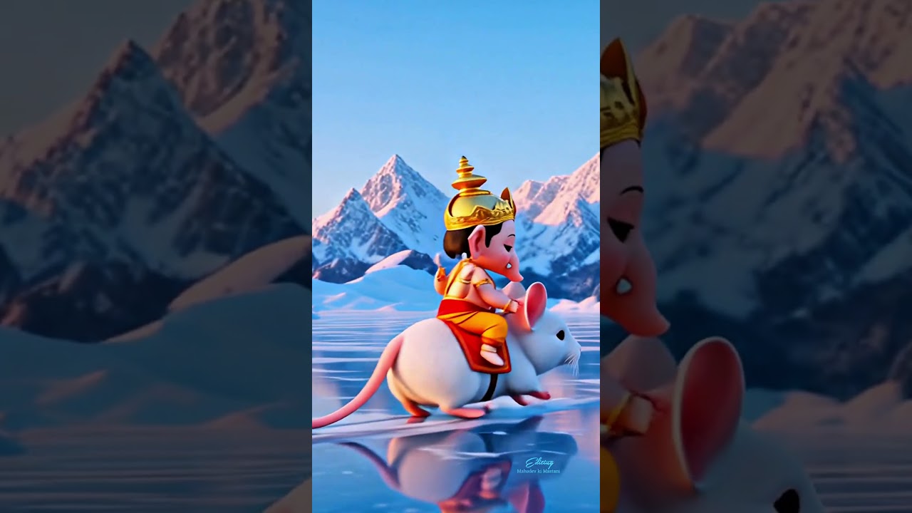 ✨🐭🙏 “Little Bappa and His beloved Mushakraj, spreading joy with every step.” 🌸💫