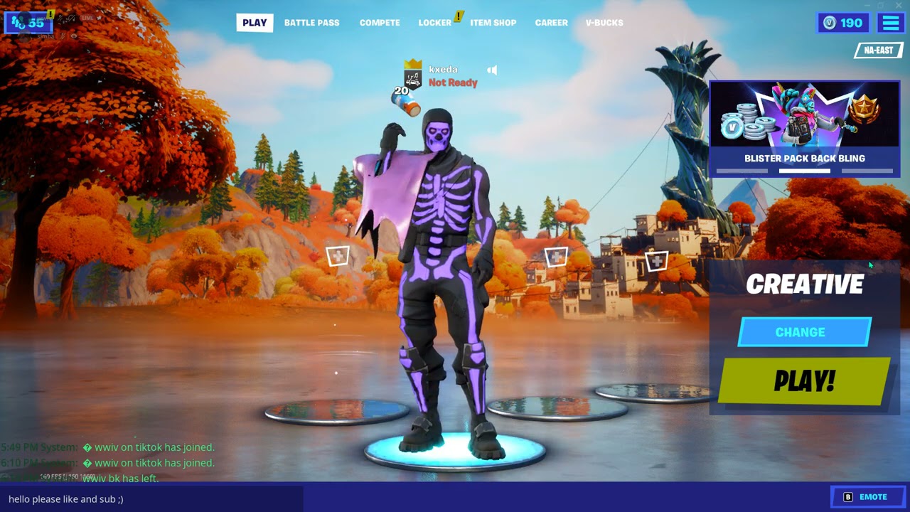 Purple skull trooper dancing in lobby for Tiktoks! ( RAIDERS REVENGE