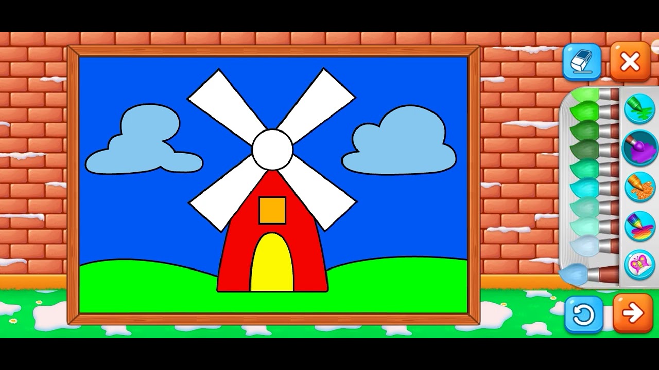 coloring the windmill house 🏠🌀 funny game 