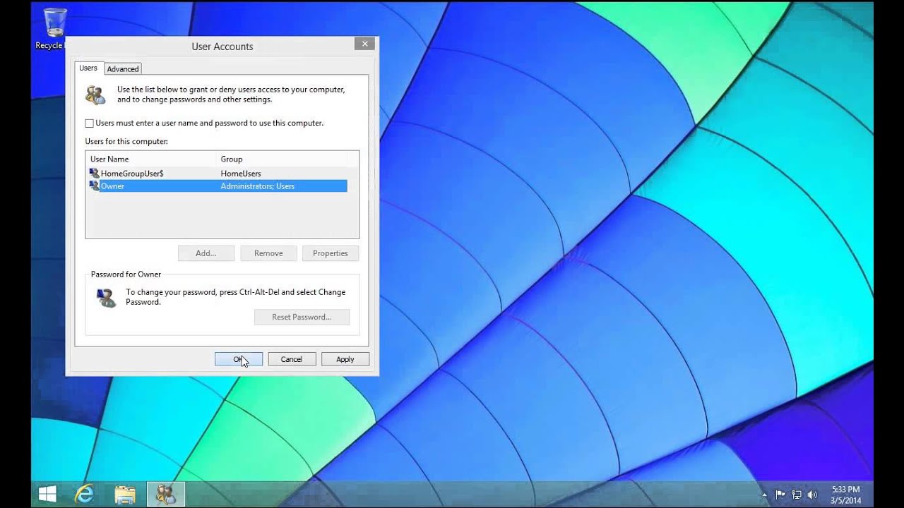 Windows 8.1 - Automatic Login - Do not ask for Password - Skip Login Screen - Remember Password