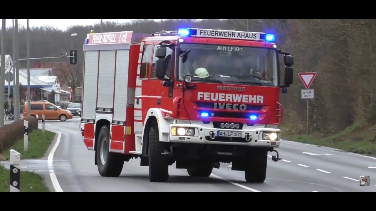 Einsatzfahrten Löschzug freiwillige Feuerwehr und Doppel RTW + NEF Rettungsdienst Ahaus