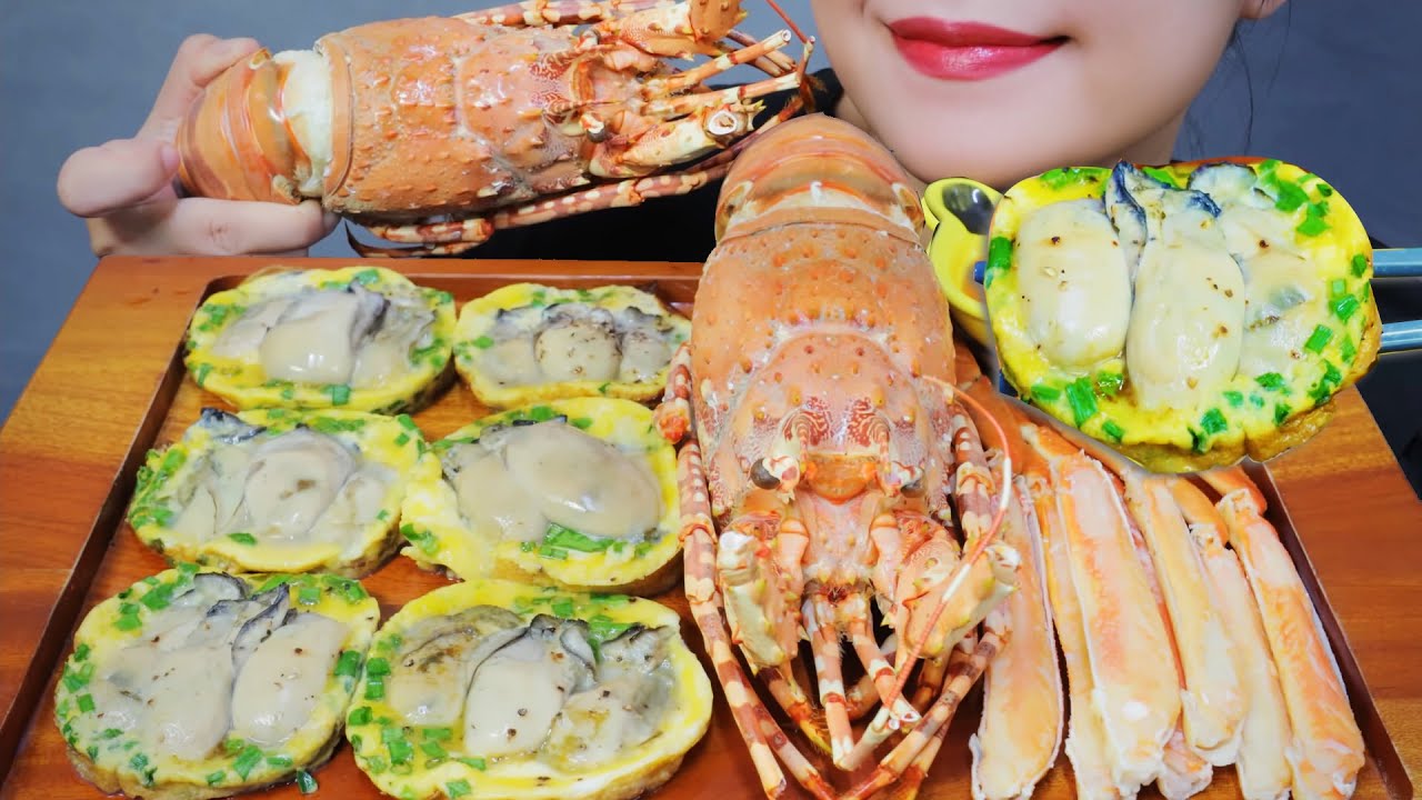 ASMR FRIED EGGS WITH OYSTER X SNOW CRAB X LOBSTER , EATING SOUNDS | LINH-ASMR