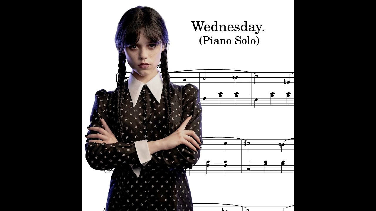 Wednesday Addams 2022 Inspired Easy Piano Solo Sheet Music Printable PDF 2 Pages Download