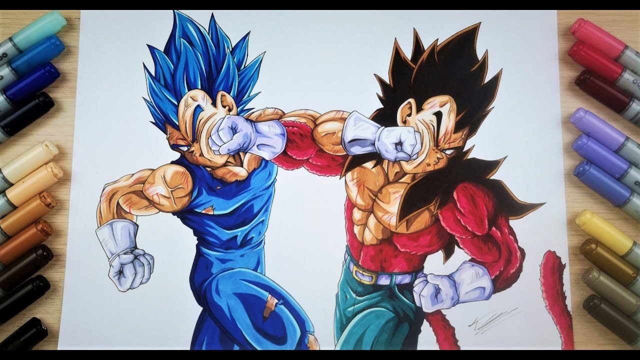 Drawing Vegeta SSj4 Vs Vegeta SSj Blue Evolution | Commission #16